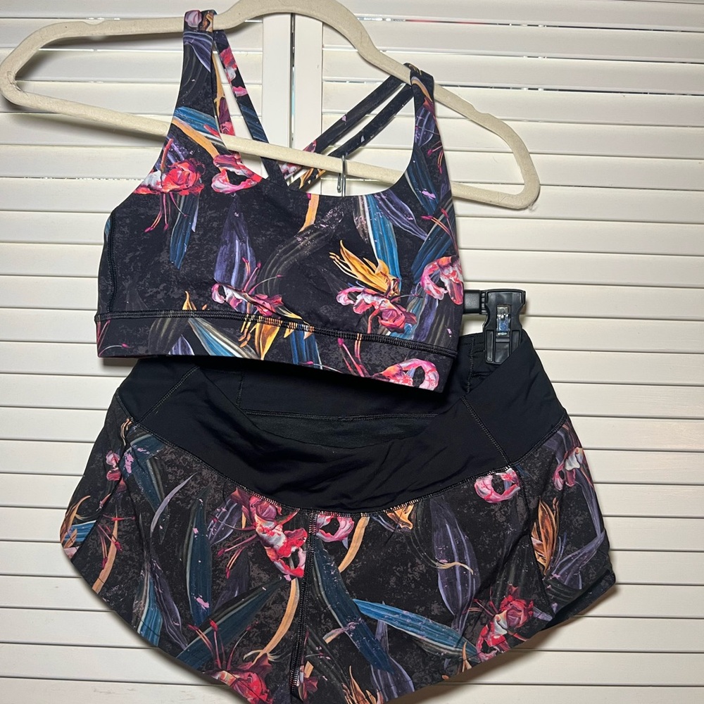Lululemon Floral Sports bra and Shorts Duo